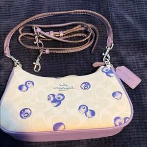 Coach Cream and Purple Shoulder Bag